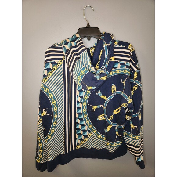 Lacoste Live Unisex Scarf-Print Pullover Sweatshirt Hoodie Size M Golf Tennis - Picture 2 of 9